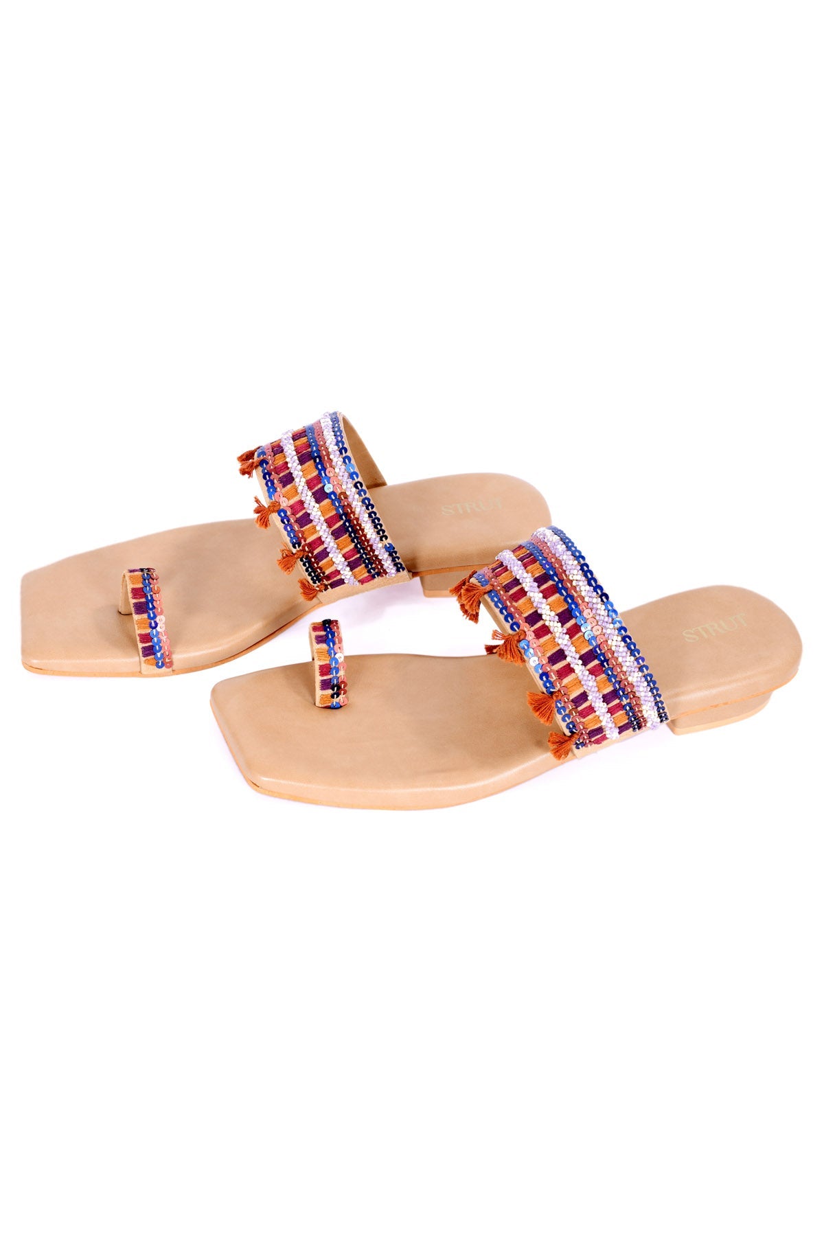 Strut Beige Handwork Kolhapuri Chappal Accessories online at ScrollnShops